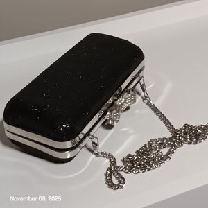 Jessica McClintock Sparkle Rhinestone Bow Clutch Crossbody